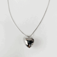 heart long necklace (실버 통통 하트 목걸이/60cm)
